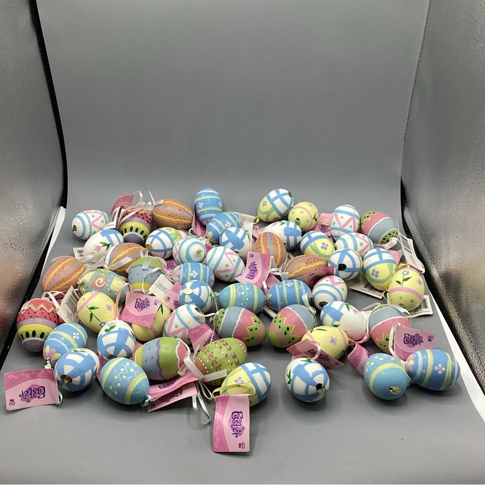 (50) Vintage 1990’s 60MM Styrofoam Easter Egg Multi Colored Lot-New With Tags!!!